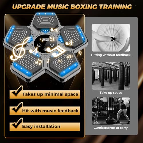 Image of LOLBOX 2026 Music Boxing Machine for Adults and Kids, Smart Bluetooth Boxing Training Equipment with Gloves Wall Mounted, Workout Punching Machine for Home,Office and Gym
