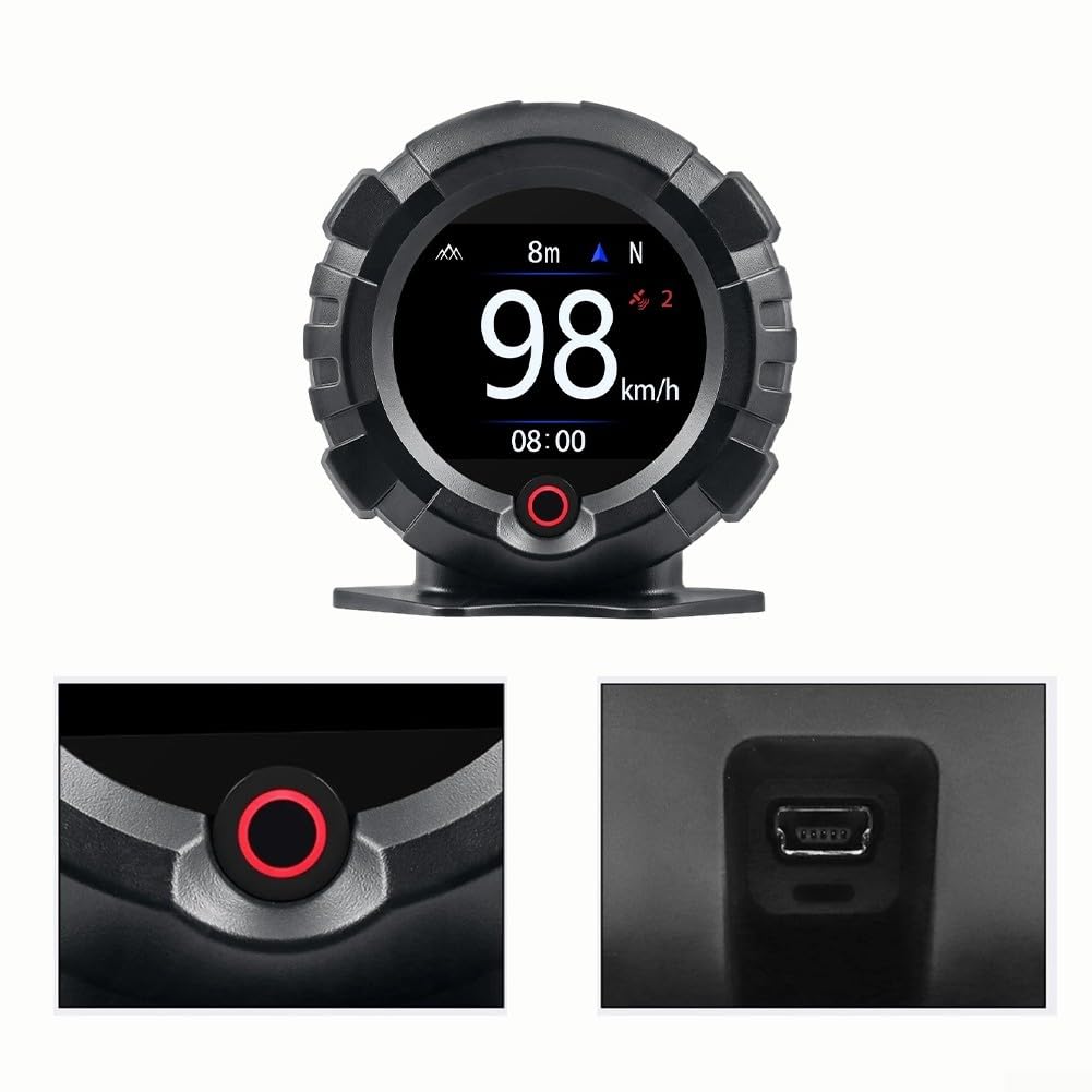 Medidor digital de pendiente GPS para coche e inclinómetro: ángulo de paso preciso todoterreno | Altitud | Para pantalla Latitude Head Up para herramienta de navegación de aventura 4x4, color negro