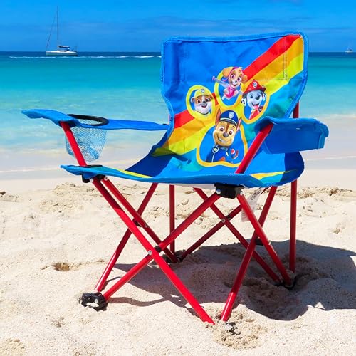 Miniatura 2 de Toyland Paw Patrol Pups Silla Plegable Para Acampar Para Niños Con Portavasos Y Bolsa De Almacenamiento Viajes De Campamento, Playa Y Jardín