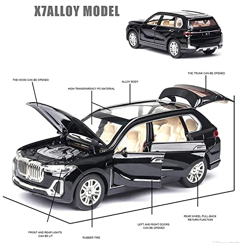 Image of Metal Pull Back Diecast Car Suv 1:24 Big Bmw X7 Pull Back Car Model With Sound Light Boys Gifts Toys For Kids?Pack Of 1?,Multicolor