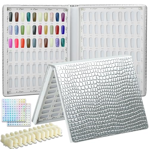 C12rtive 120 colori Nail Swatches Book, Nail Art Nails Colour Display Book con 120 Nail Tips & 1-200 numeri adesivi, Nail Chart Display Book professionale per...