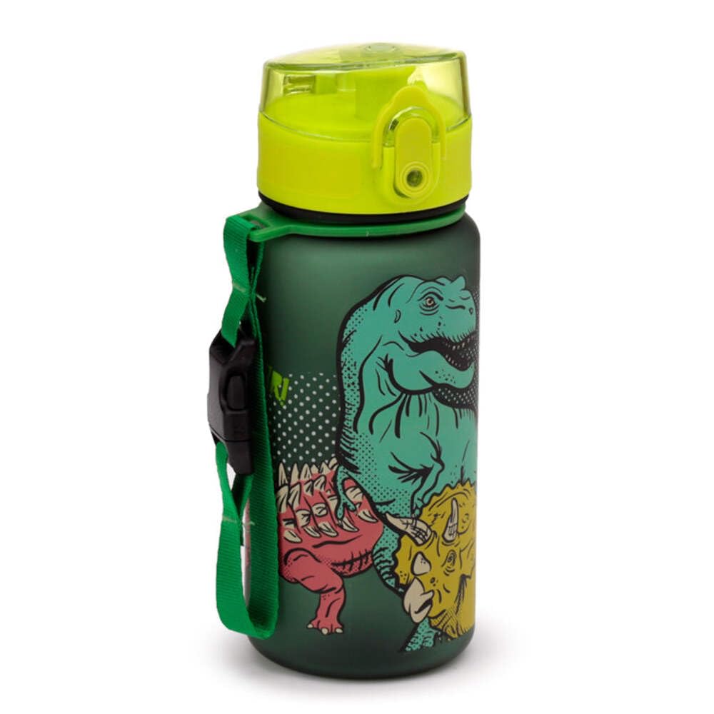 Puckator BOT214 Dinosauria Pop Top 350ml Shatterproof Reusable Children's Bottle with Infuser