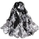 ♜Silky Chiffon: Dieser lang bedruckte Schal besteht aus dünnem und durchscheinendem Chiffon. Die Kante ist mit einem Rand versehen, um eine lange Lebensdauer des Schals zu gewährleisten. Leicht und hautfreundlich, macht den Schal angenehm zu tragen.