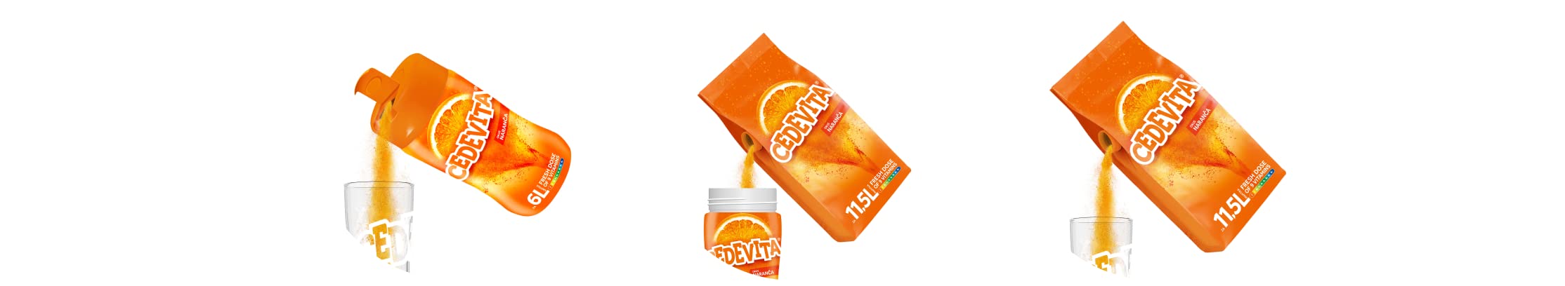 Cedevita Arancia (Narandza) Mix di bevande vitaminiche istantanee 2 x 455 g, produce 12 l di succo analcolico