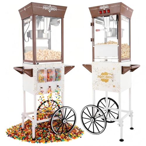 Image of 12oz popcorn machine,candy dispenser popcorn maker,suitable for family gatherings & parties.-Brown