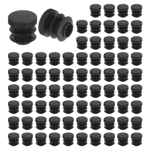 QUARKZMAN 76 Pcs Bouchon en Plastique Rond, Bouchons d'Extrémité de Tube Noirs, 16mm(0.63 Pouce) pour Pieds de Meubles, Protection de Glissement pour Chaise, Canapé,...
