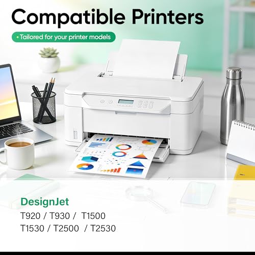 Image of 727 Ink Cartridges Set 6-Pack 300-ml High Yield Replacement for HP 727 Ink F9J79A C1Q12A F9J76A F9J77A F9J78A F9J80A Compatible with HP DesignJet T930 T920 T1500 T2500 T1530 T2530 Printer Color Black
