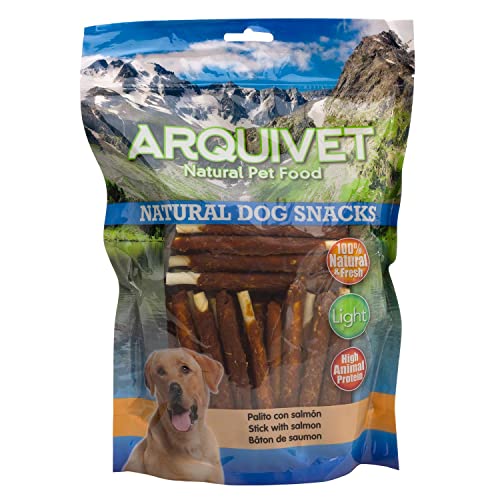 ARQUIVET Bastoncino con Salmone - Snack Naturali - 1kg - 13 cm - Snack Naturale per Cani