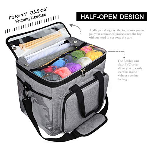 Hoshin Knitting Bag for Yarn Storage Portable Crochet Tote Bag Yarn Organizer for Crochet Patterns and Hooks Needles - Image 3