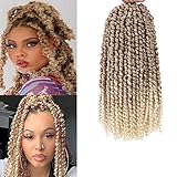 Short Passion Twist Hair 10 Inch 27/613 Ombre Blonde Pre-twisted Passion Twists Crochet Hair Pre-looped Curly Crochet Hair for Black Women (7Packs,27/613)