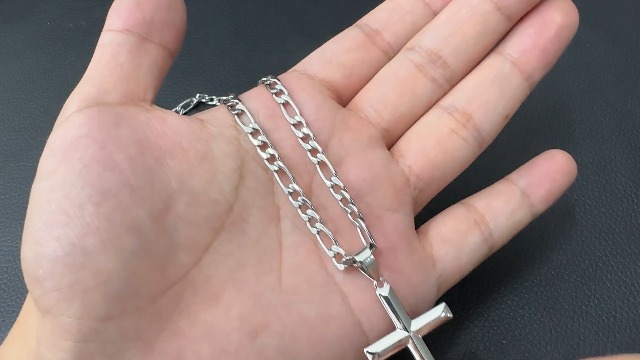 アクセサリー Silver 925 CROSS-LINK CHAIN NECKLACE Rasetil 925 Sterling Silver Cross Necklace for Men Women with 4.5