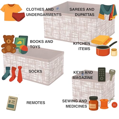Image of Skrill 8-Piece Foldable Cloth Storage Box Set | Cube Baskets, Bins & Dividers for Closet & Dresser Drawer Organization - Brown Checks