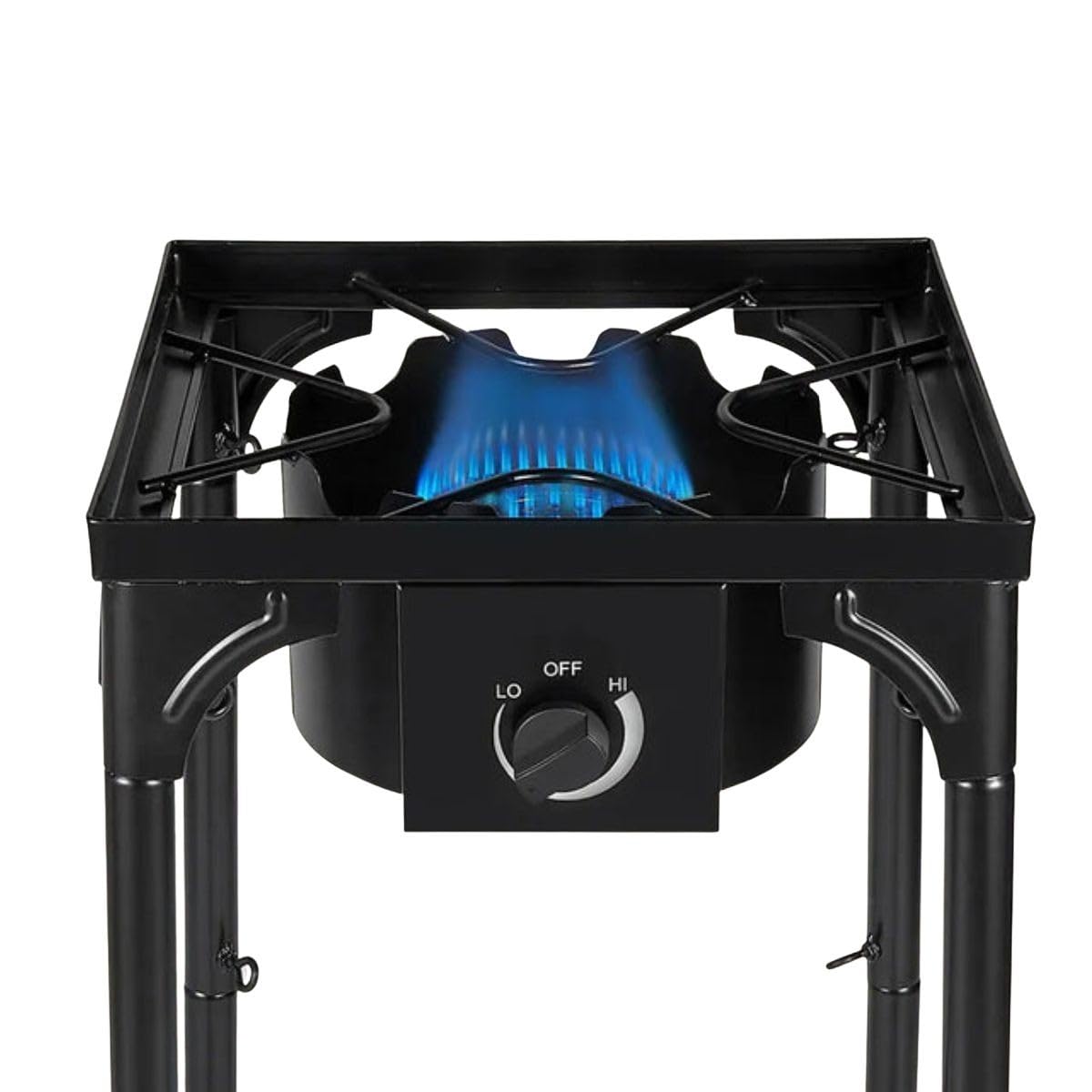 INTEC - Fornello a gas 1 fuoco 4500 W 4 piedi modulabili 3 altezze bruciatore in ghisa - Cucina esterna 40 x 40 x 78 cm Accensione Piezo