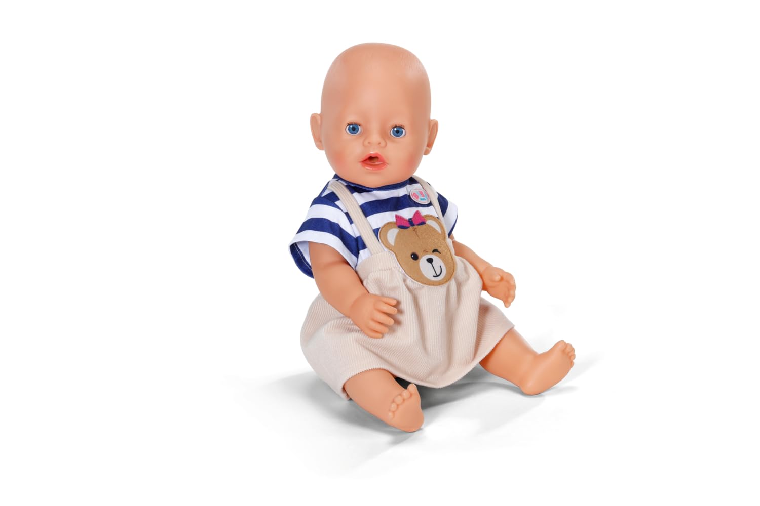 BABY born Teddy Sukienka w paski z aplikacją misia i dopasowanymi butami - dla lalek 43 cm - 3 lata