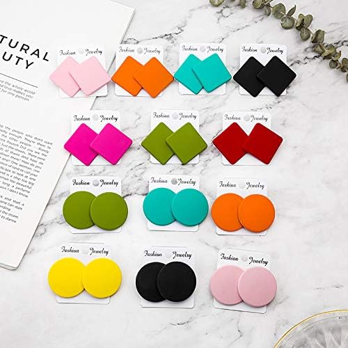 Large Colorful Disc Round Acrylic Button Stud Earrings for Women Geometric Minimalist Jewelry - Image 3