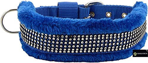 Image of Dog Collar Nylon Black Fur Soft Padded Puppy Collar 1inch (Blue, Medium)
