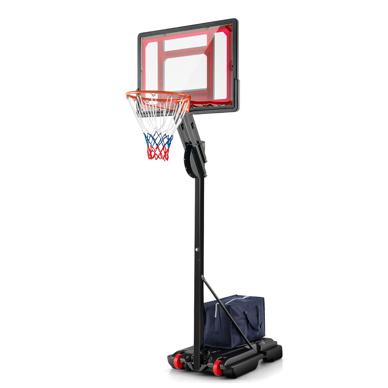 LIFEZEAL Panier de Basket-Ball Extérieur avec Hauteur Réglable 1,55 m-3,1 m, Panneau de Basket Mobile avec Roues et Sac de Rangement, Panier de Basket sur Pied Intérieur pour Enfants et Adultes
