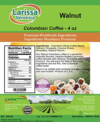 Walnut Colombian Coffee (Café en Grano Naturalmente Saborizado 4 oz) miniatura 2