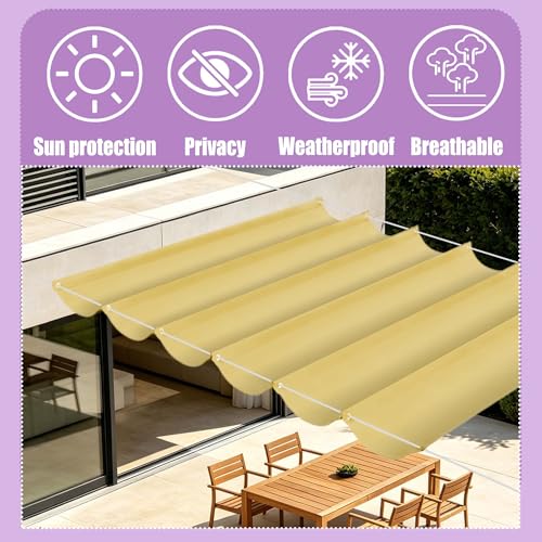 Toile d'ombrage rétractable haut de gamme 200x340 cm imperméable jaune sable
