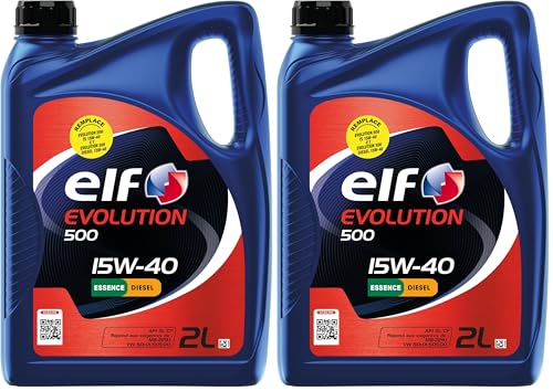 ELF EVOLUTION 500 15W-40, Huile moteur essence et Diesel, 2 litres (Lot de 2)