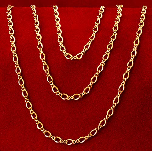 LIFETIME JEWELRY 2.5mm Italian Figaro Chain Necklace 24k Real Gold Plated3