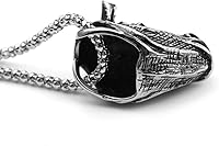 Vista 4 de Xusamss Collar con colgante de cabeza de rinoceronte animal de acero titanio punk rock, cadena de eslabones de 24 pulgadas