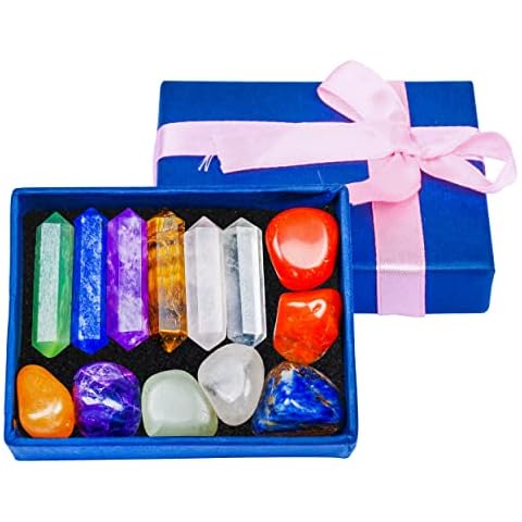 Crystals Set - Stones And Crystals - Chakra Crystals - 14 Pcs Crystal Kit - Gem Stones And Crystals - Tumbled Stones - Crystals - Gemstones - Meditation Gifts Cover