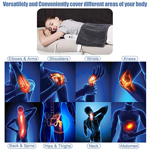 Tech Love XLarge Heating Pad with Fixation Strap for Neck Shoulder and Back Pain Relief XL Moist Heat Pad 12" x 24"Charcoal Gray - Thumbnail 6