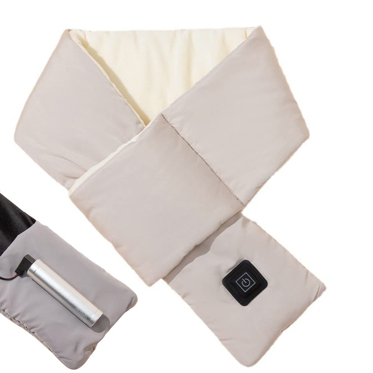 LKJHSDFG Heating Scarf for Men, Heated Scarf Electric Heat Scarves, Rechargeable Electric Heating Pad Soft Thermal Neck Brace Warm Winter Neck Wrap,White