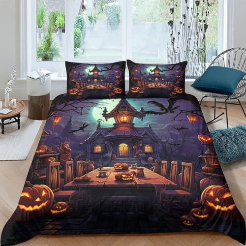 Ensemble de literie Halloween en microfibre supérieure avec fermeture éclair