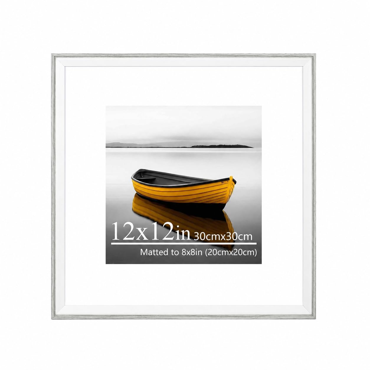 Baoee 12x12 Grey white Two Tone Picture Frame，photo frame with acrylic glass,Poster Frame