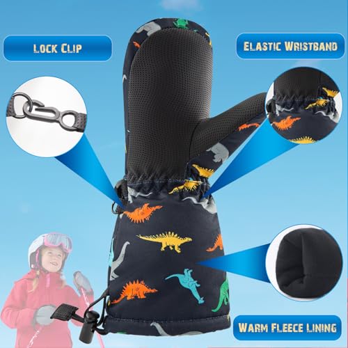 Image of BAVST Winter Kids Waterproof Gloves for Boys Girls Snow Ski Toddler Baby Mittens Outdoor for Infant Teens 1-5T
