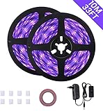 LED Ruban GLIME 10M UV Bande LED 600LED Ruban Lumière UV 12V avec lumière violette,convient pour l\'éclairage intérieurNoël, fête, bar, discothèque etc