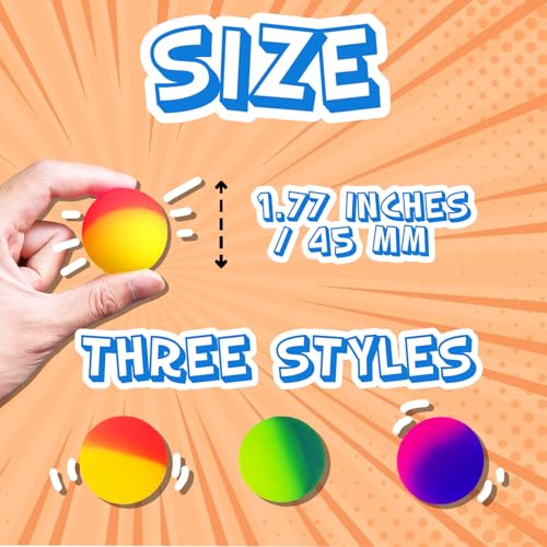 Whkvnng 24 PCS 45mm Bouncy Balls for Kids,Jumbo Super Bouncy Balls,Large Rubber High Bouncing Balls in Bright Assorted Multi Colors for Boys Girls Birthday Party Favors Carnival Prizes