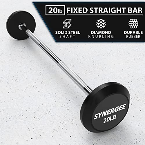 Synergee Fixed Barbell Pre Weighted Straight Steel Bar with Rubber Weights - Fixed Weight - Image 3