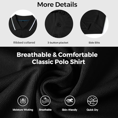 3 Pack Camisetas Polo para Hombre Manga Corta Secado Rápido Transpirable miniatura 6