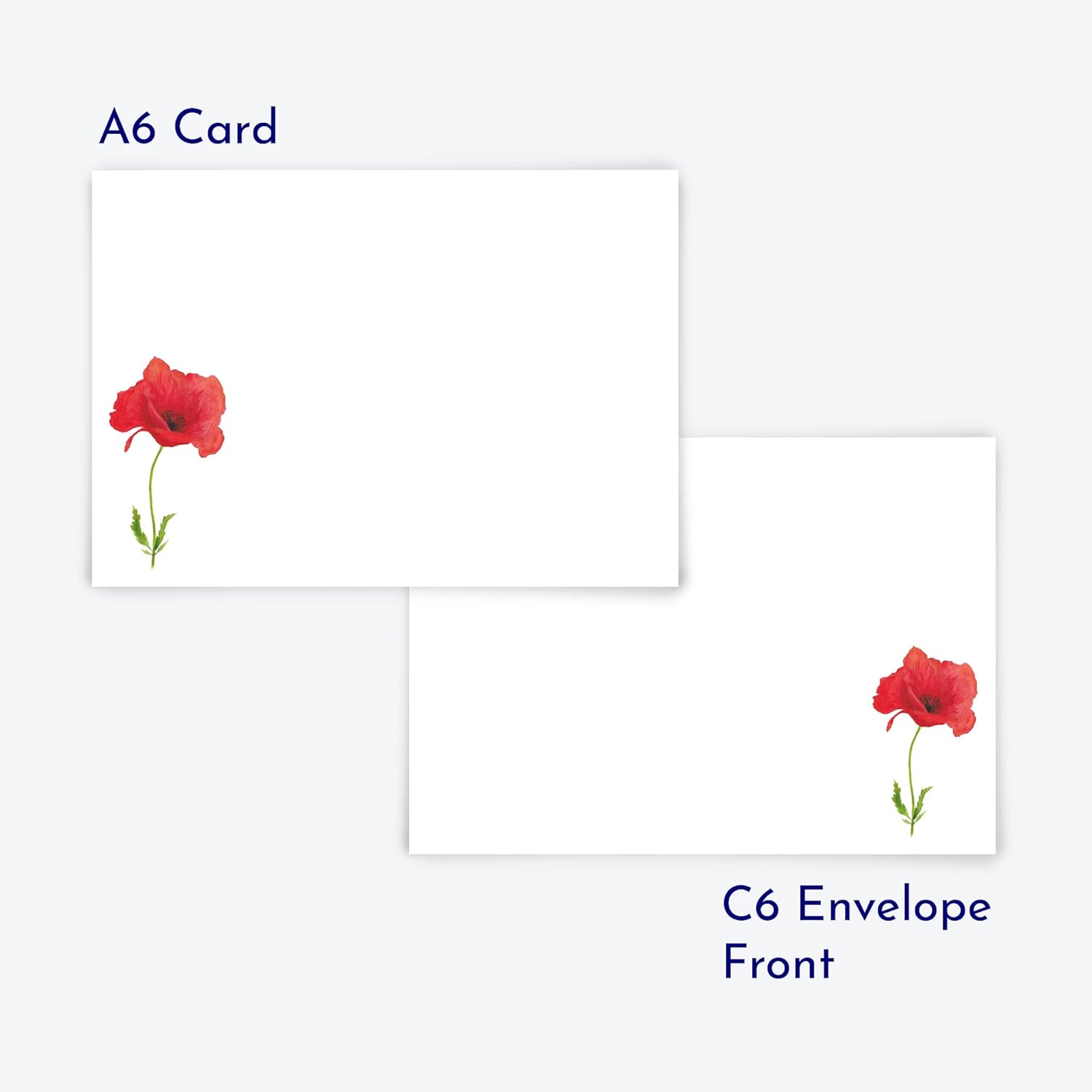 Me Loovely Red Poppy Flat Notecard and Envelopes Set A6 Size Greeting Cards Stationary Supplies for Writing & Christmas Gifts (Multipack of 20) - Image 5