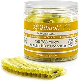 120 PCS Heat Shrink Butt Connectors Qibaok Waterproof Butt Connectors Insulated Electrical Wire Crimp Connectors Butt Splice Terminal 12-10 AWG for Automotive Marine Boat Truck Trailer Stereo