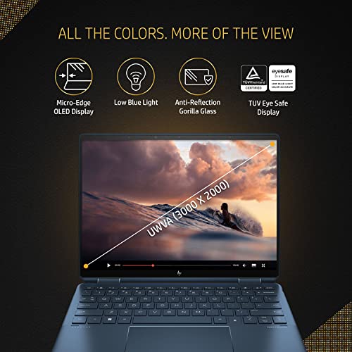 Image of HP Spectre X360 12th Gen Intel Evo Core i5 13.5 inch(34.3 cm) OLED, Multitouch, 400 nits, Gorilla Glass, Eye Safe, 2-in-1 Laptop (8GB RAM /512GB SSD /Win 11 /5MP IR Camera /FPR /B&O /Pen /1.34 Kg), ef0052TU