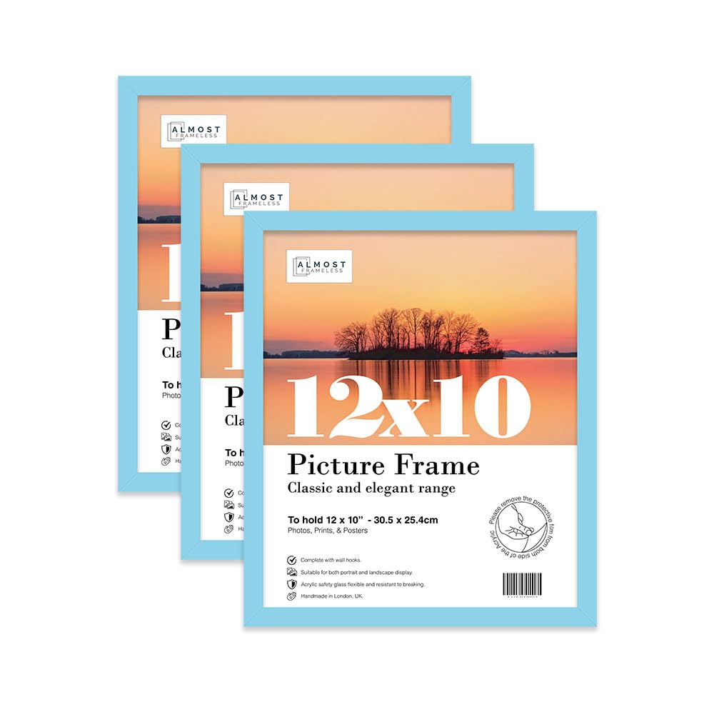 Almost Frameless 12x10 Light Blue Picture Frame Set of 3, Display 12x10 Picture Gallery Wall, Poster, Photo, Artwork, or Print, Yellow — image 1