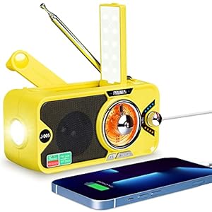 Prunus J-905 Radio op zonne-energie met Bluetooth, FM/AM/SW zwengelradio, noodgevallen, voor noodgevallen, met 3600 mAh powerbank, SOS-alarm, zaklamp en leeslamp voor camping, outdoor, noodgevallen.