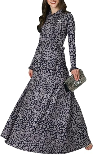 Image of KOH KOH Womens Long Sleeve Elegant Pockets Fall Winter Evening Maxi Dress