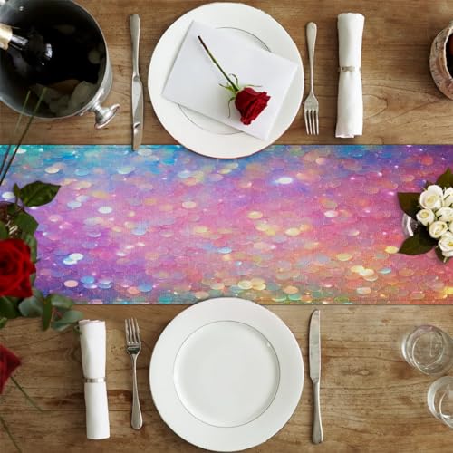 Chemin de table rose et bleu 33x183 cm Shining Apot