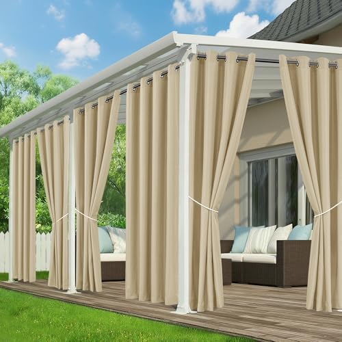 Outdoor Curtains for Patio Waterproof - 6 Panels Privacy Weatherp...