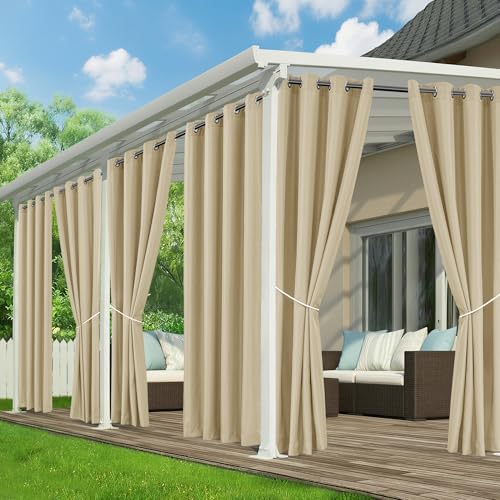 RichSets Outdoor Curtains for Patio Waterproof - 6 Panels Privacy