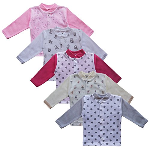 MEA BABY Baby Langarmshirts 5er Pack für Mädchen | Weiche Baumwolle...