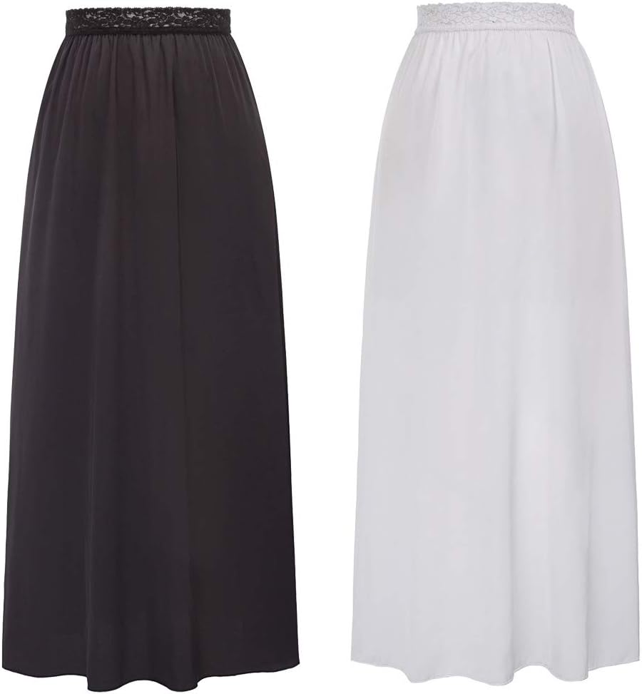 Kate Kasin Half Slips for Women Anti-Static Satin Underskirt Full Length Nude Skirt Lace Trim Short Slips for Under Dresses - Image 3