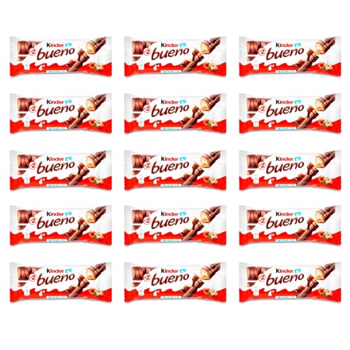 Deliex delicias de Extremadura. Pack 15 Kinder bueno. 30 Barritas rellenas de leche y avellanas cubiertas de chocolate KINDER BUENO (15)