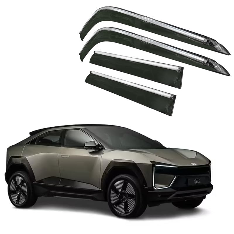 Image of CAR SAAZ Side Door Visors for Mahindra BE6 (Set of 4Pcs)|Chrome Lined Rain Guards, Polycarbonate, Smoke Finish