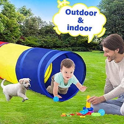PigPigPen Kids Tunnel for Toddlers,Pop Up Play Tunnel Tent for Babies or Dogs, Indoor & Outdoor Toys for Kids Backyard Playset (Classic 2 Pack Tunnels)
